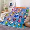 1pc Cozy Cute Little Animals Alphabet Print Blanket - Lightweight Flannel Throw For Sofa, Bed, Livingroom, Office, Couch, Travel