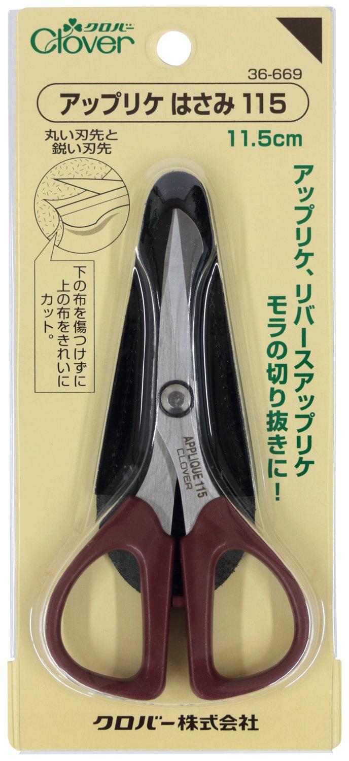 Clover Applique Scissors 115 Burgundy Stainless Steel (9x18x2cm) 36-669