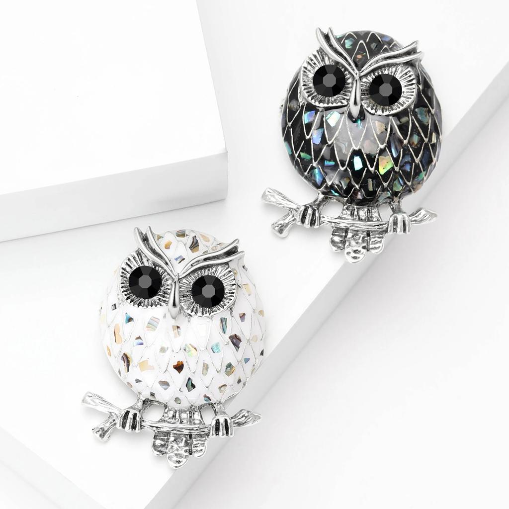Enamel Shell Owl Brooches for Women Unisex Bird Pins Event Party Backpack Decoration Clothes Accessories
