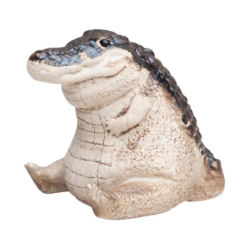 Animal Figurines Alligator Figure Chubby crocodile Ornament Resin Animal Figurines Garden Decoration for Lawn Desktop or Balcony