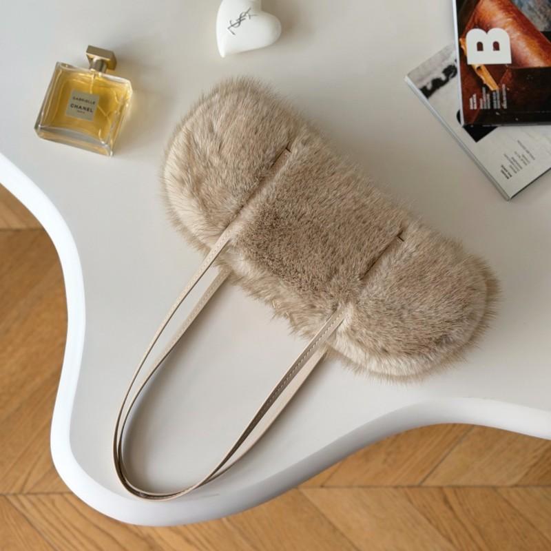 Womens Faux Fur Underarm Bag Handbag Shoulder Minimalist Commuter Fall