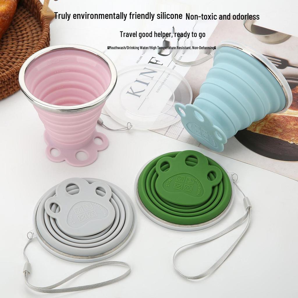 Portable Foldable Silicone Camping Cup - Telescopic Travel Mouthwash Cup, Food Grade