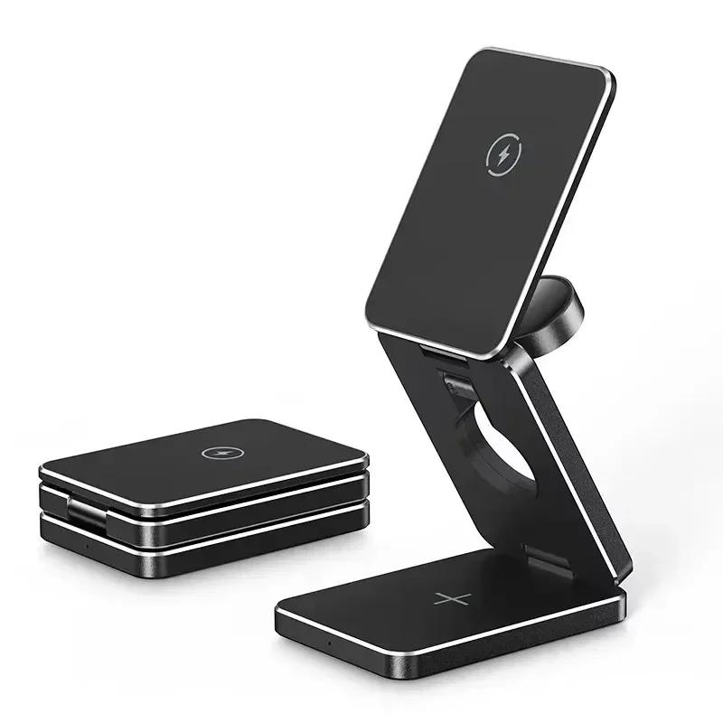 

Alloy 3 in 1 Wireless Charger Stand Magnetic Fast Charging Station For iPhone 16 15 14 13 Pro Max Samsung Watch