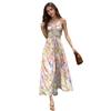 Women's Summer Vintage Oil Painting Print Holiday Style Halter Waist Halter Dress