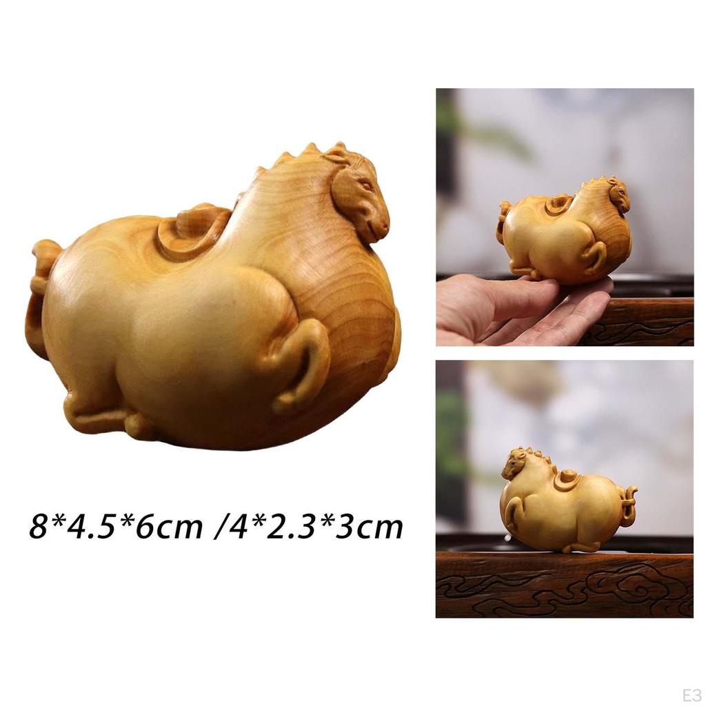 Boxwood Tang Horse Statue Figurine Decorative Handmade for Bedroom Car Gifts