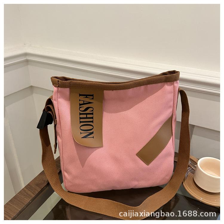 Spring Crossbody Simple Fashion Literary Niche Canvas Women's Tote Large Capacity One-shoulder Commuter Casual Bag Trend