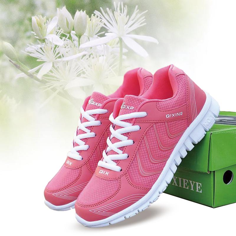 KYLIN Men Women Sneakers Light Breathable Mesh Sport Women Shoes Lace-up Solid Color Lightweight Running Shoes