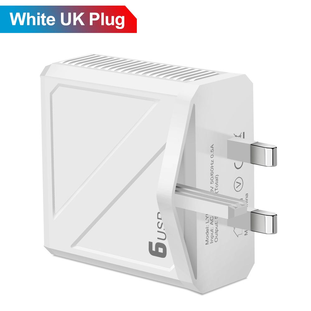 6Ports USB Charger 3.1A Fast Charging QC3.0 Travel Charger For iPhone 15 14 Samsung Xiaomi Mobile Phone Adapter EU US UK KR Plug
