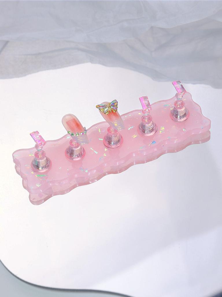 Nowy Magnetyczny Uchwyt na Paznokcie Stojak Ekspozycyjny do Ćwiczeń Żywica Laser Aurora Lodowy Przezroczysty Podstawa w Kształcie Serca Półka Ekspozycyjna Narzędzie do Nail Artu