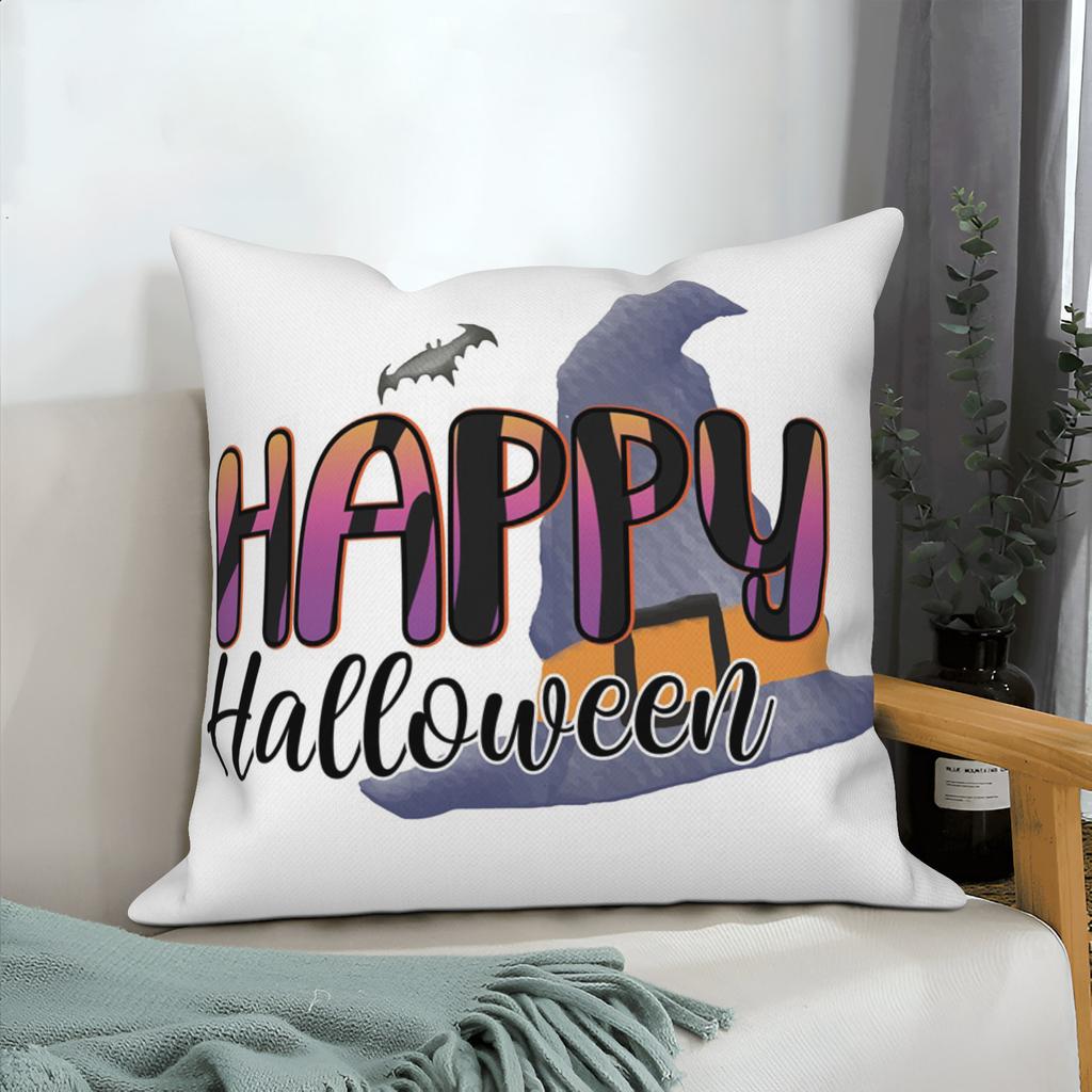 Halloween Throw Pillow Covers Pumpkin Ghost Witchy Linen Sofa Bed Pillowcase Square Cushion Cover Spooky Halloween Party Decor