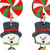 Cute Cartoon Ear Jewelry 1 Pair Christmas Wooden Dangle Drop Earrings for Women, Santa Women Seasonal Accessories Gingerbread Candy Cane Earrings,