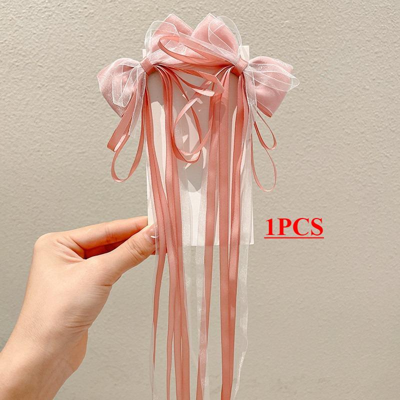 

Solid Color Fabric Bow Ribbon Hair Cloth Braided Girl High Value Tassel Hairpin Girl Fashion Hairpin Hair Accessories