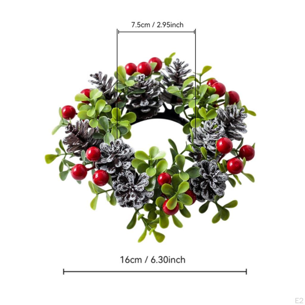 6.3inch Christmas Candle Wreath Reusable for Holiday Dining Multifunctional