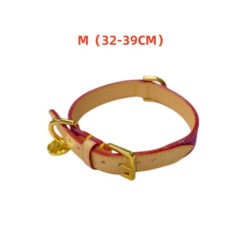 Luxury Denim Monogram Dog Collar Adjustable Leather Pet French Bulldog Dachshund Cat