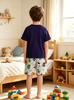 2 Pieces Boys Clothing Set, Summer Cool Pixel Game Graphic T-Shirt and All-Over Print Shorts, Kids Casual Outfits 8-12 Years
