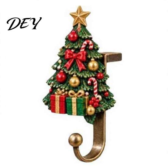 Holiday Ornament Hangers Christmas Stocking Holders for Mantle, Santa Claus/Reindeer/Nutcracker/Red Bird Metal Fireplace Tree Clips Hangers, Farmhouse