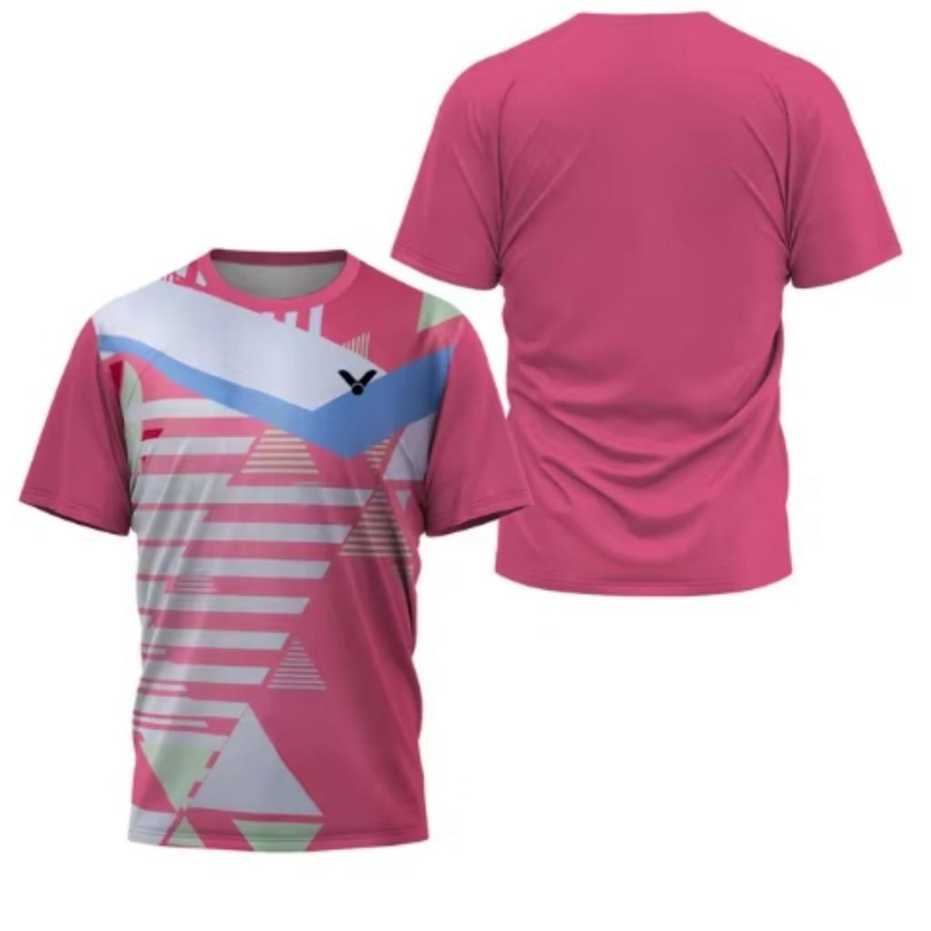 Laser Neon Print Men's Badminton T-Shirt Luxury Brand Short Sleeve Men's Summer Table Tennis T-Shirt Quick Dry Short Sleeve Tee