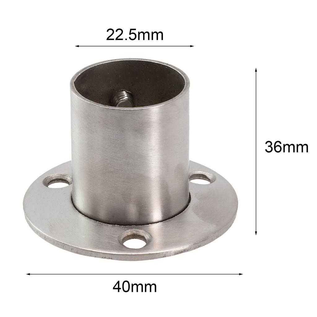 19/22/25/32mm Tube Support Closet Bar Stand Wardrobe Hanging Rail Rod Pole Socket End Flange Brackets Stainless Steel