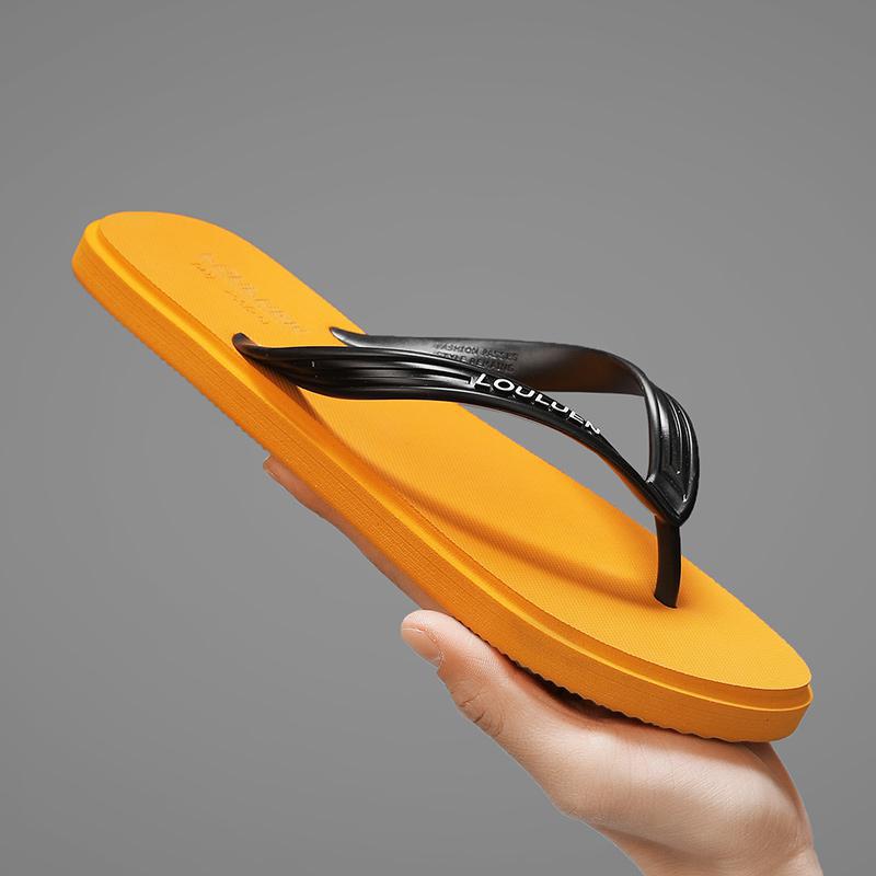 

Тапочки мужские летние шлепанцы тренд толстая подошва нескользящие мягкая подошва персонализированные износостойкие мужские сандалии модная обувь пляжная обувь 44 оранжевый