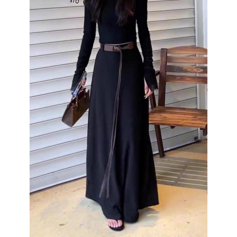 חצאית A-line אלגנטית במידה גדולה עם מותן גבוה - מחטבת ורב-תכליתית בסגנון סתיו