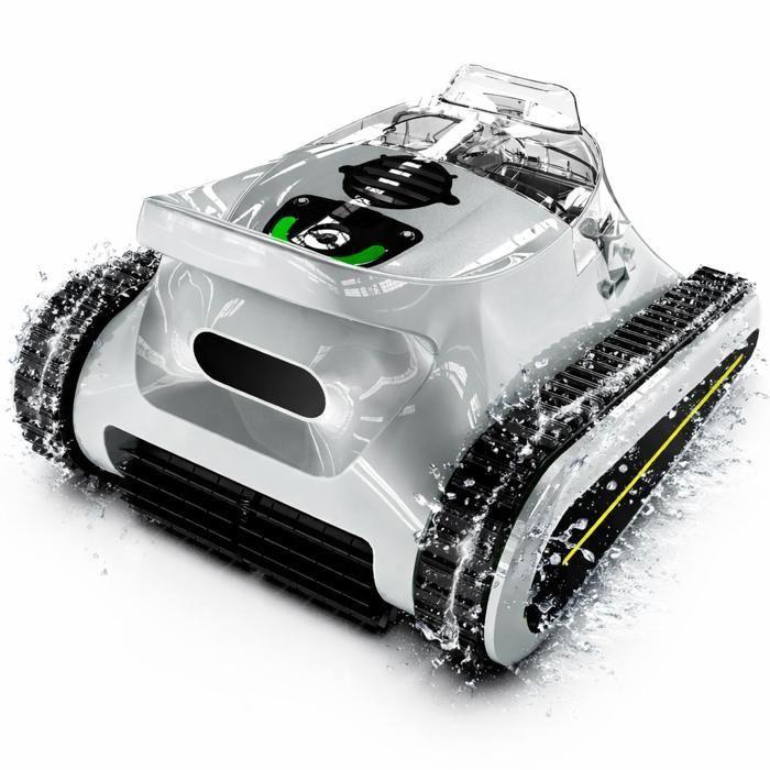 Robot de Piscine Sans Fil - Nettoyage Fond/Parois/Ligne d’eau - 180min&200m² d'Autonomie - Filtration Ultra-Fine - Bac 3L, avec APP