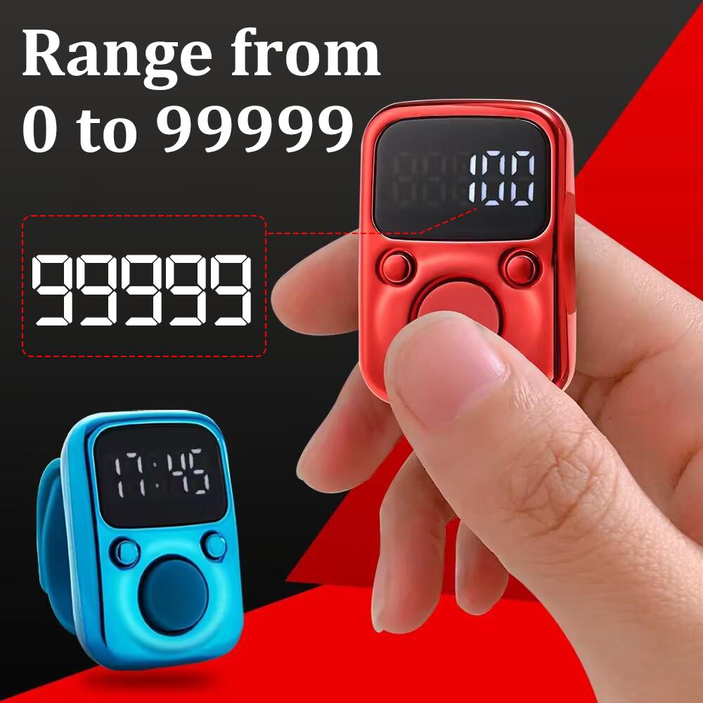 LED electronic counter Rechargeable with time counter Convenient 5-digit adjustable finger ring counter
