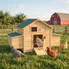 Wooden Chicken Coop for Outdoor Use with 2 Nests, Removable Tray, Perches, Waterproof Roof, 150x100x96.5 Cm, Yellow