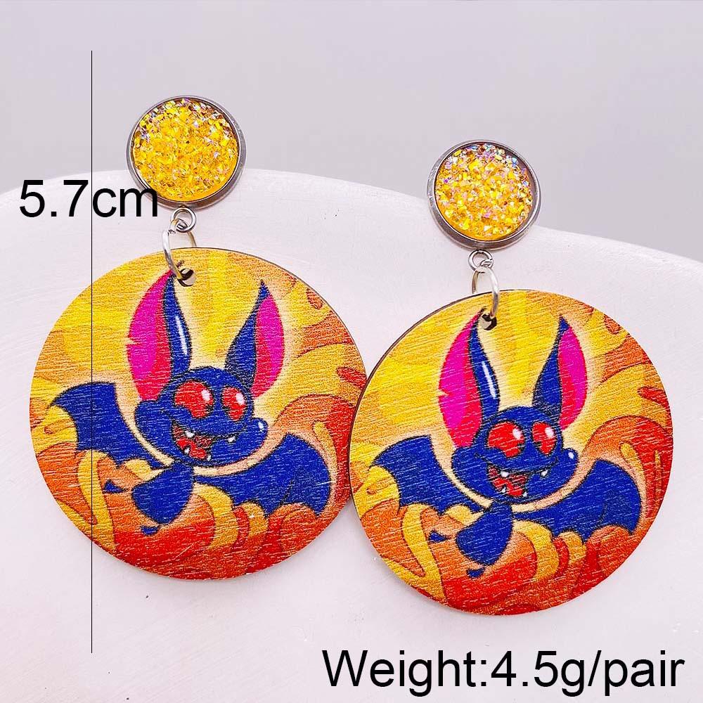 Nové dřevěné náušnice k pavučinovým náušnicím s lebkou Halloween Pumpkin Forest