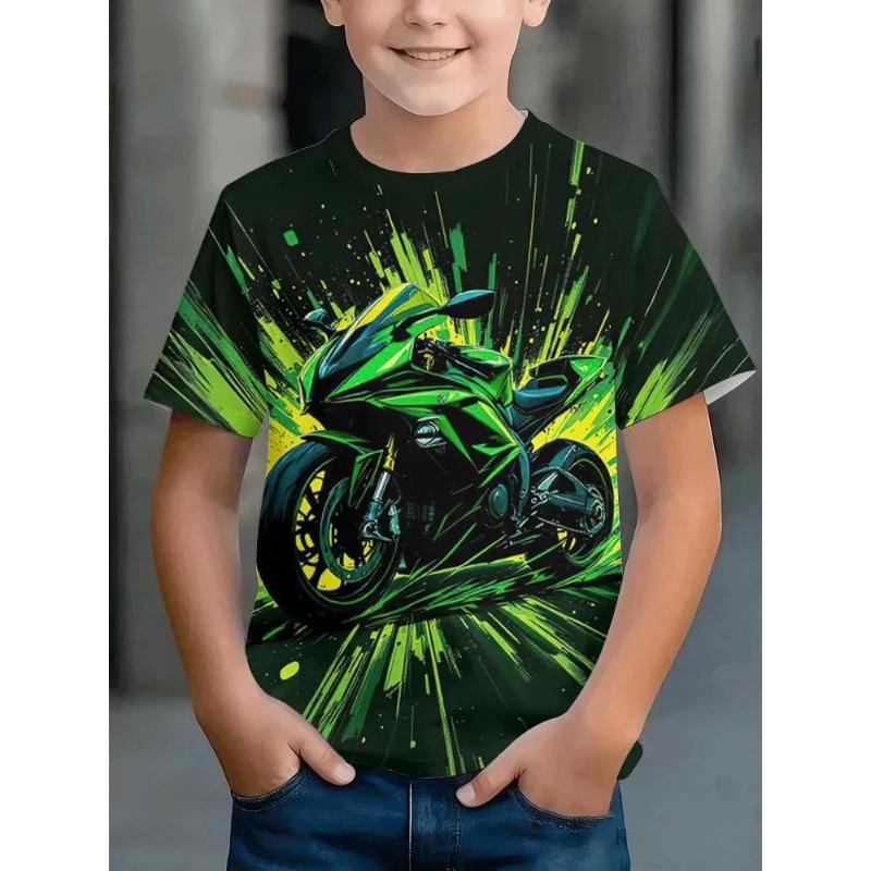 Fashion Children's Clothing Crew Neck Short Sleeve 3D Casual Color Printing Casual Short Sleeve Crew Neck T-Shirt