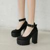 Zapatos de plataforma de tacón alto de bloque grueso para mujer, zapatos de tacón con hebilla y correa en el tobillo, zapatos góticos Punk para club nocturno modelo, primavera y otoño
