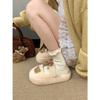 Popular white thick-soled heightening fluffy slippers wear autumn and winter cute cartoon bag head cotton slippers