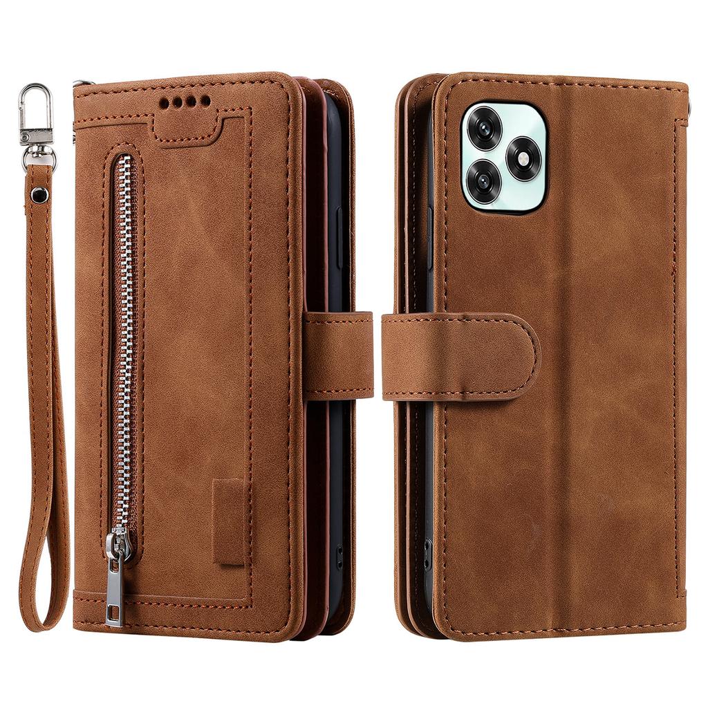 Phone Case For Honor Play10A 4G / X5c Plus 4G / X5c 4G 9 Card Slots Zipper Wallet PU Leather Phone Cover with Wrist Strap