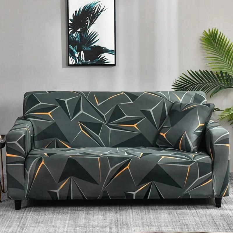 Bedruckter Stretch-Sofabezug für Wohnzimmer, L-förmiger Kombinations-Chaise-Sofabezug, Heimdekoration, 1/2/3/4 Sitze, abnehmbar