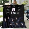 BTS 3D Kpop Bangtan Boys Couverture de lit Bureau Maison Randonnée Pique-nique Couette Épaisse Couvre-lit Tendance Couverture en Flanelle