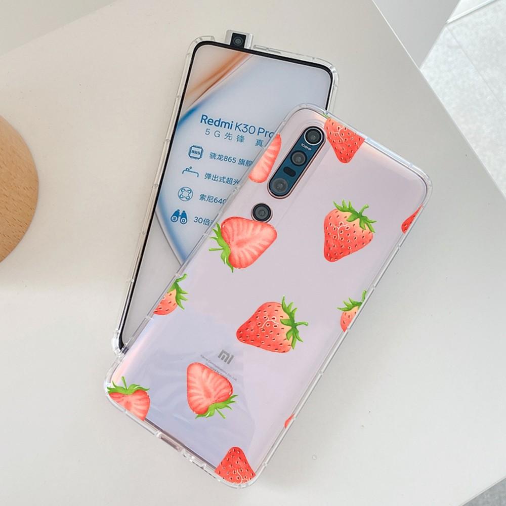 Cute Strawberry Phone Case For Samsung S 20 21 22 23 for Redmi Note7 8 9 10 for Huawei P20 30 40 Clear Case