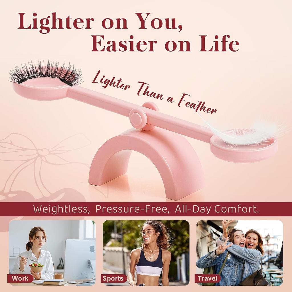 lace Magnetic Eyelashes with Applicator 2 Pairs Magnetic Eyelashes No Glue Needed Reusable Magnet Lashes Natural Look Easy to Wear