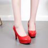 Sexy High Heels Women's Spring Summer Patent Fashion Round Stiletto Wedding Shoes Women's Shoes