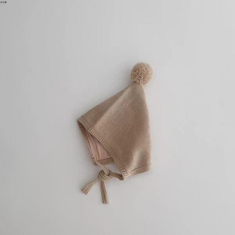 Baby hat cute hairball knitted ear hat autumn and winter men's and women's lace-up warm pointed wizard baby wool hat