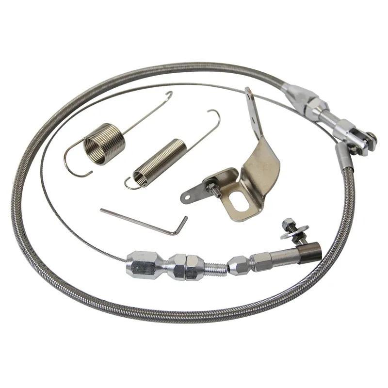 Stainless Steel Universal 24"/36'' Throttle Gas Cable & Spring Set Street Hot Rod Performance For Ford Chevy Silver
