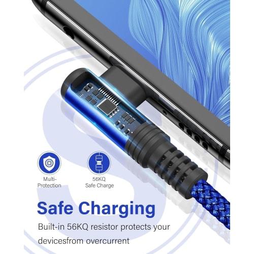 USB Typ C Kabel L-förmig Beide Enden [3M / 2er-Set] AviBrex Typ C Kabel 90 Grad Typ-C Kabel [3.1A Schnellladung] Nylongeflecht Hohe Haltbarkeit USB