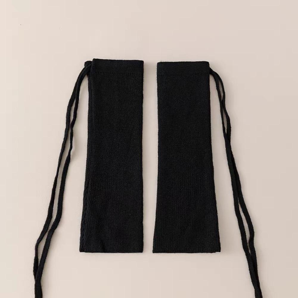 1Pair Stretchy Material Slouch Leg Socks Solid Color Drawstring Leg Warmers  Winter