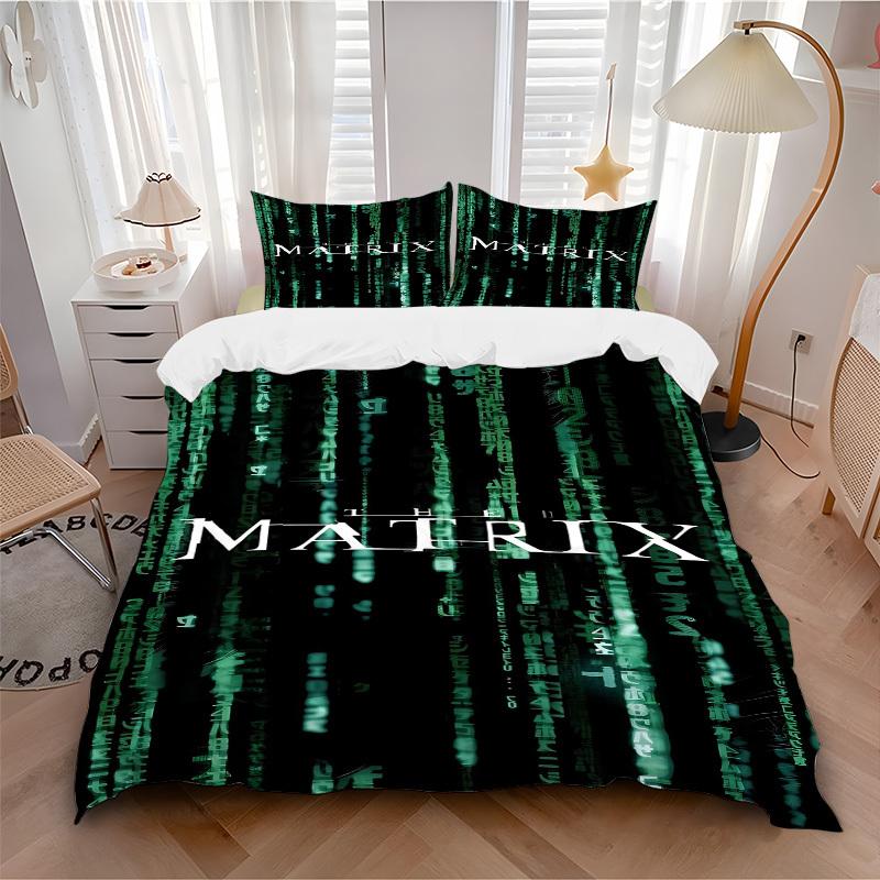 

3pcs The Matrix Bedding Set, Soft Polyester Duvet Cover and Pillowcases Machine Washable Seasons all suitable 38 135x200cm