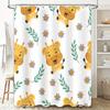 New Arrival Cartoon Giraffe Shower Curtain Waterproof Bathroom Decor with Flowers Leaves for Children Room (White)