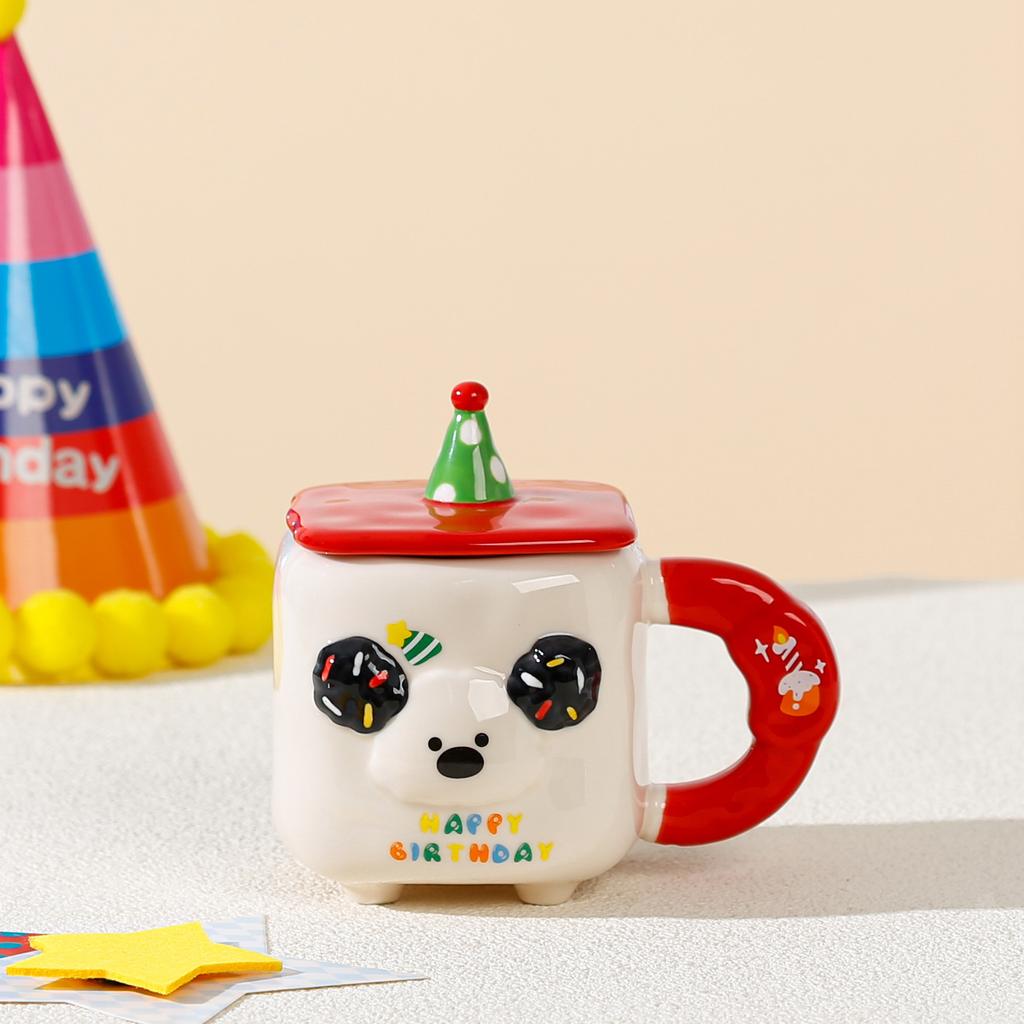 Birthday Gift for Girls Cartoon Puppy Small Gift with Lid Ceramic Cup High Temperature Resistance Cute Mug Set Cup
