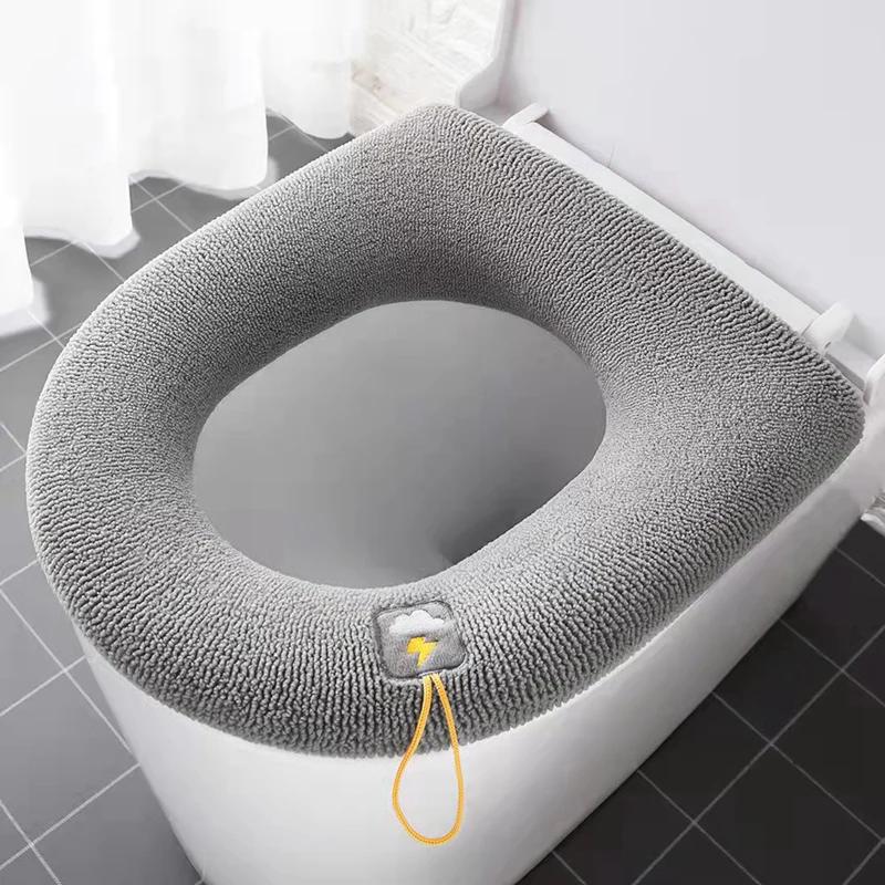 O Shape Universal Winter Toilet Seats Cover Closestool Mat Washable Bathroom Accessories Knitting Keep Warm Soft Toilet Seat