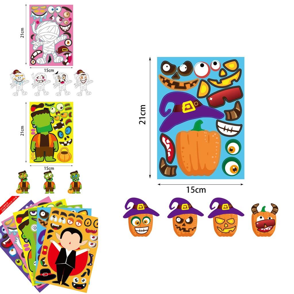 Colorful Xh061 Halloween Diy Pumpkin Puzzle Stickers For Kids Crafty Decor