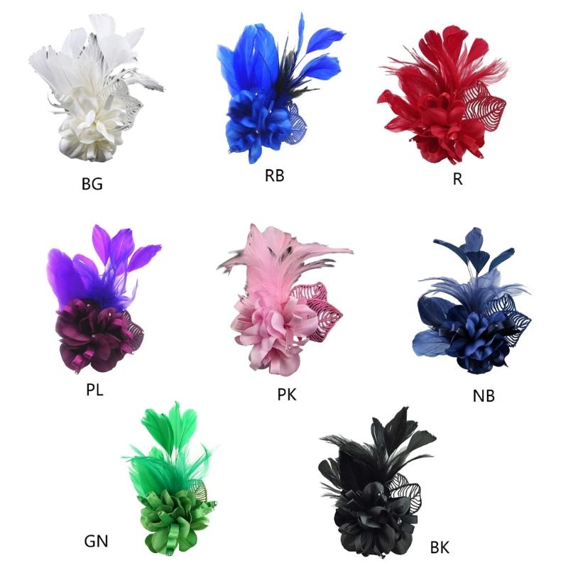 Punk Feather Flower Hair Hoop Women Prom Party Brooch Carnivals Hair Supplies