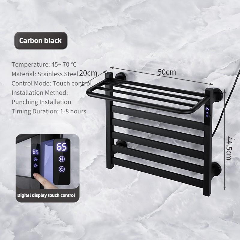 Stainless Steel Intelligent Electric Towel Rack Bathroom LED Digital Display Constant Temperature Drying Storage Rack