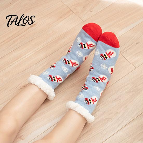 Winter Warme Fußbekleidung für Damen Weihnachtssocken mit Griffen für Herren, Verdickte Plüschgefütterte Thermosocken, Rutschfeste Socken für das Wohnzimmer