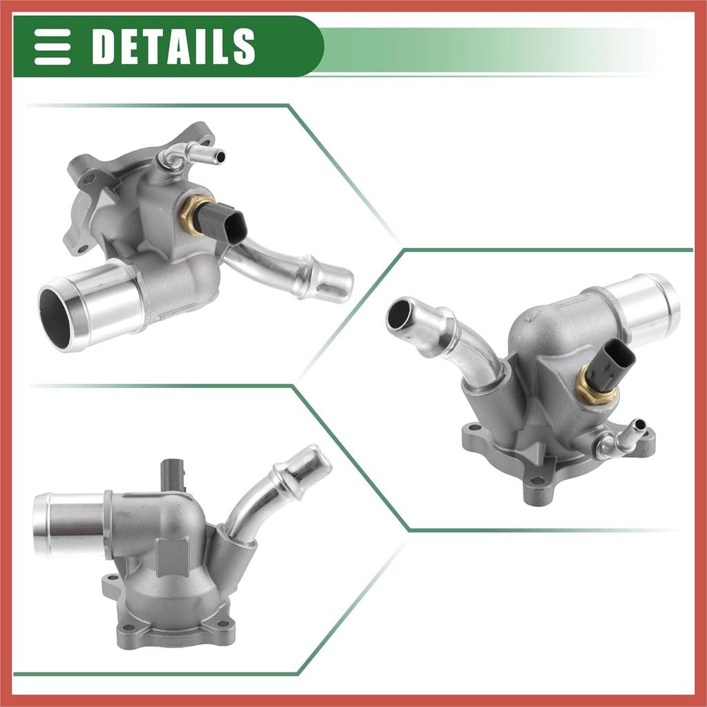 ACROPIX Engine Coolant Thermostat Housing Assembly, for Jeep Cherokee 2014-2021, Metal, 816-194, Silver Tone Car Parts